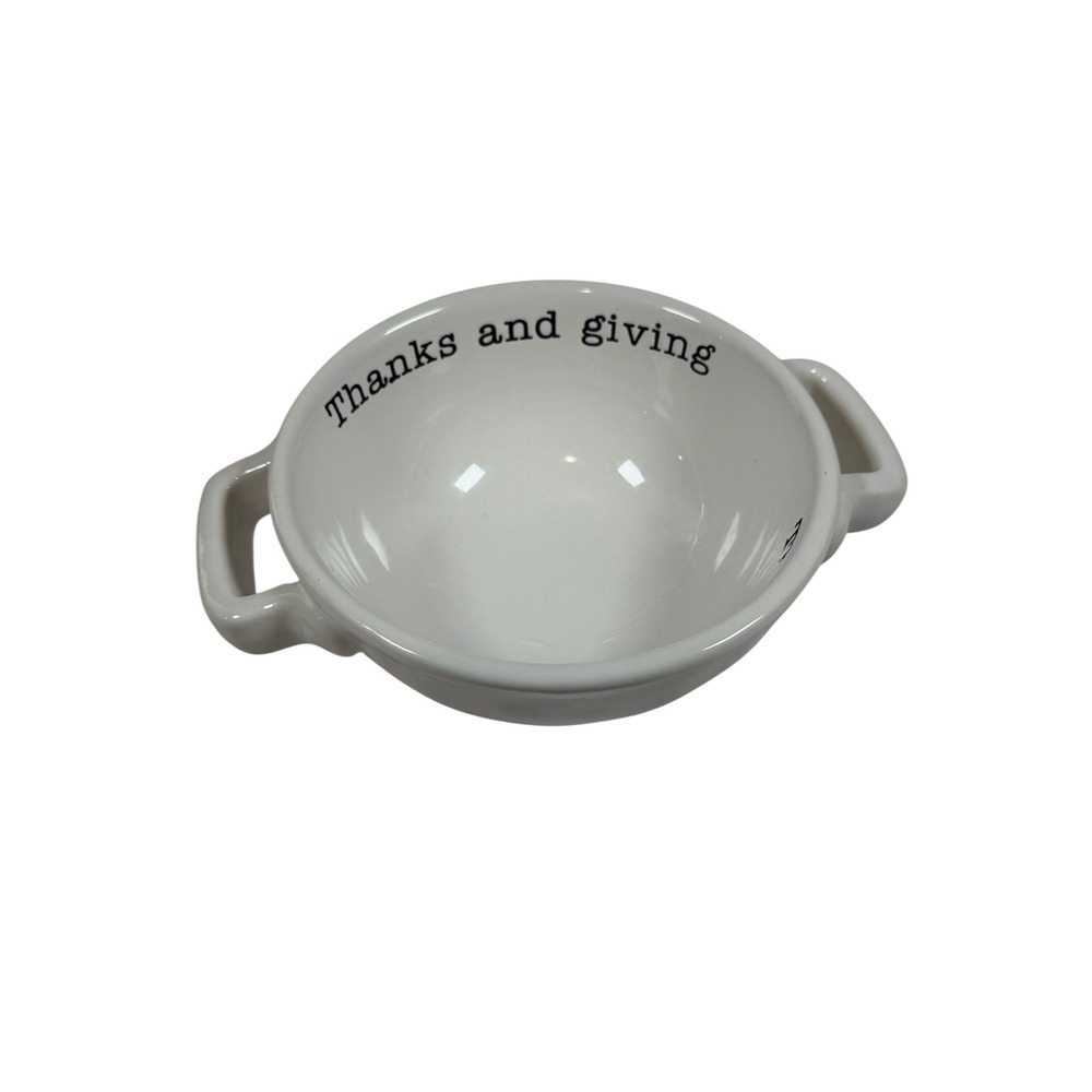 Mud Pie Thanks and Giving Dip Bowl Small White Thanksgiving Serving Dish